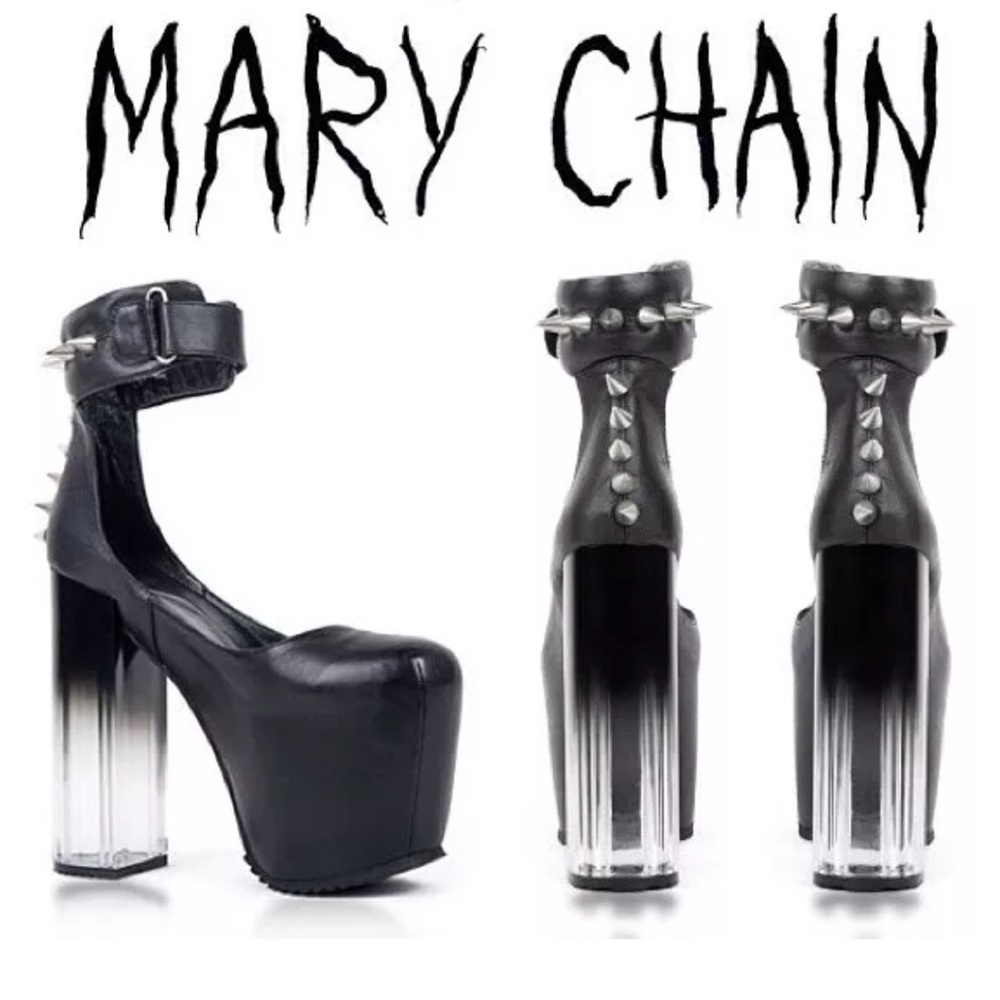 Unif Mary Chain Spiked Platform High Lucite Heels - image 4